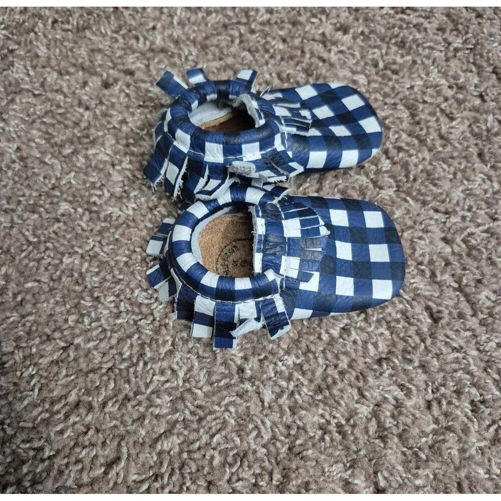 Freshly picked moccasins size 2 plaid blue